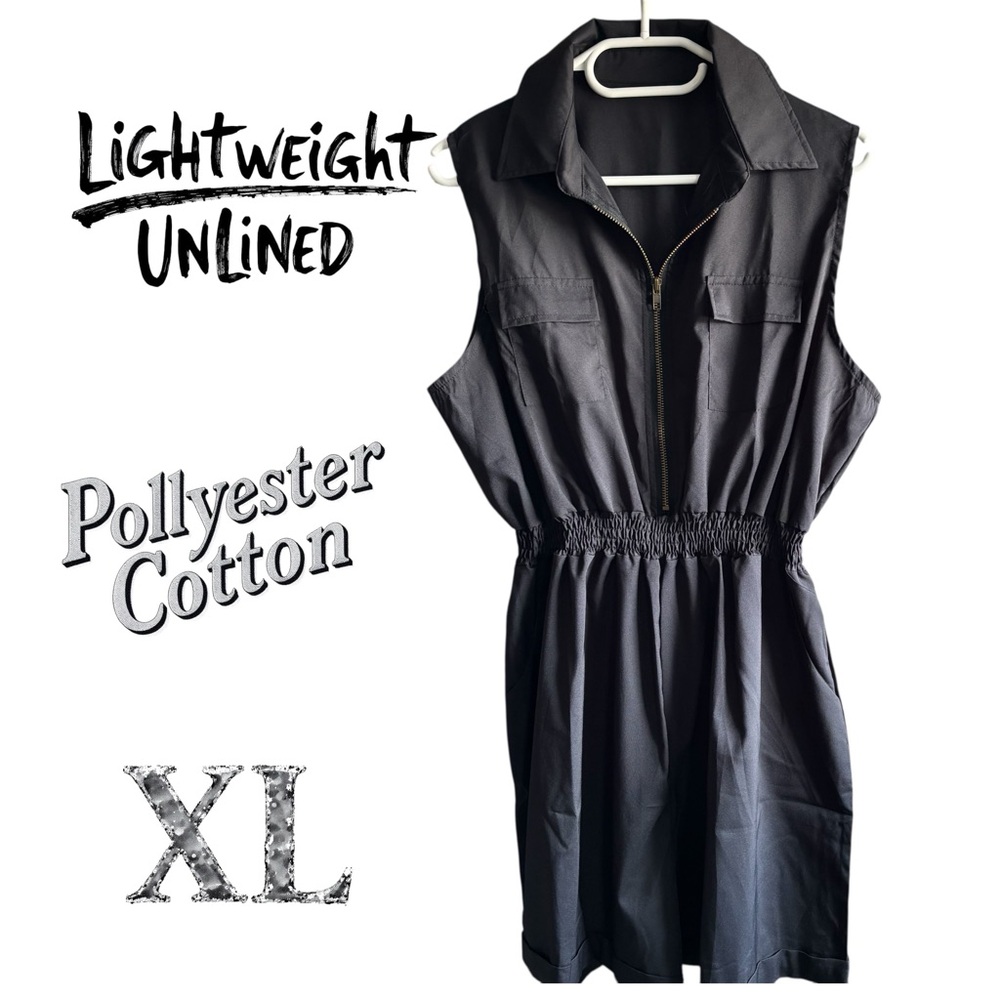 Romper, Black, Polyester-Cotton, Non Stretchy
